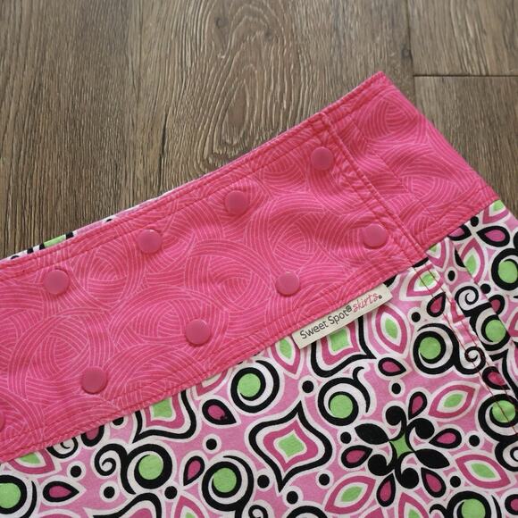 Vintage Sweet Spot Pink Floral Low Rise Snap Mini Skirt 2-14 Y2K Reversible - Picture 2 of 5